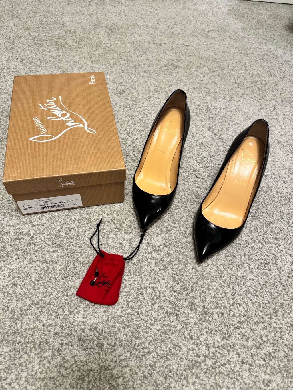 Christian Louboutin Black Patent Leather Pigalle Follies